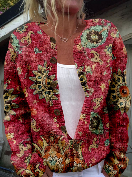 

Women's Christmas Thicken Loose Jacket, Rose red, Outerwear