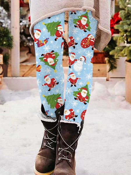 

Casual Christmas Long Leggings, Blue, Leggings