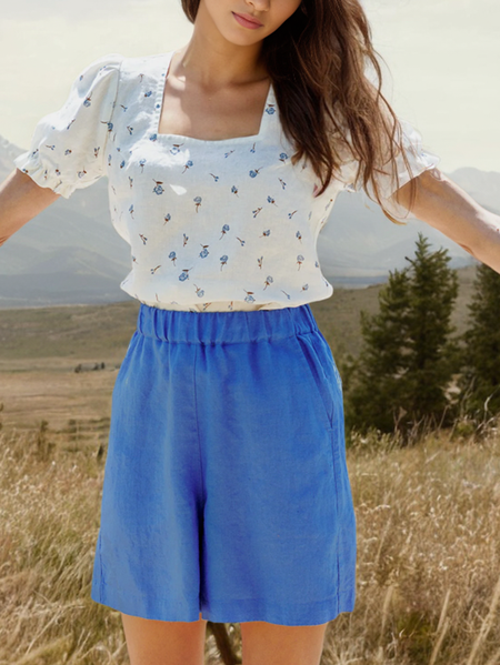 Cotton And Linen Linen Blouse, White, Blouses & Shirts