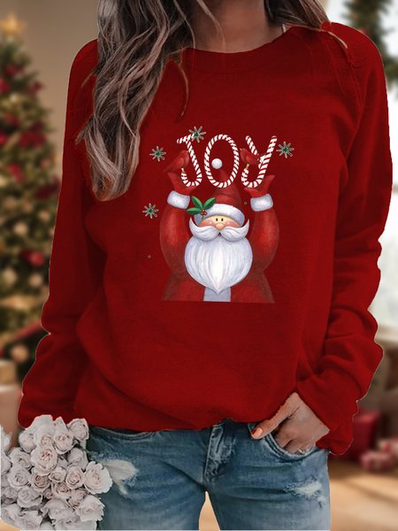 

Women's Crew Neck Christmas Casual Spring/Fall Long Sleeve Sweatshirt, Wine red, Sweatshirts & Hoodies