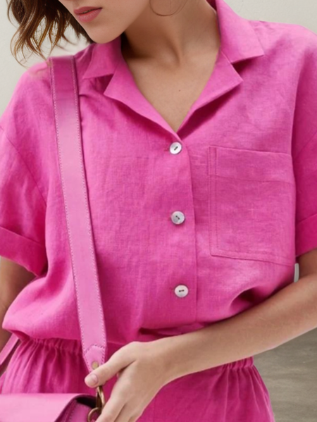 

Linen Cotton And Linen Shirt, Rose red, Blouses & Shirts