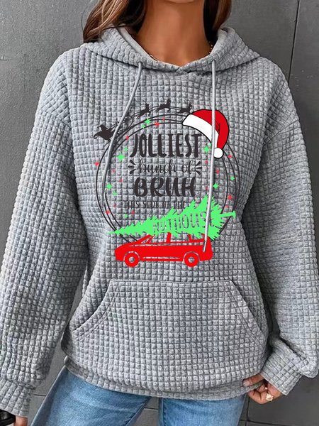 

Jolliest Bunch Of Bruh Christmas Simple Loose Hoodie, Gray, Hoodies&Sweatshirts