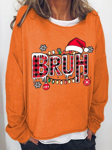 

Bruh Christmas Casual Sweatshirt, Orange, Hoodies&Sweatshirts