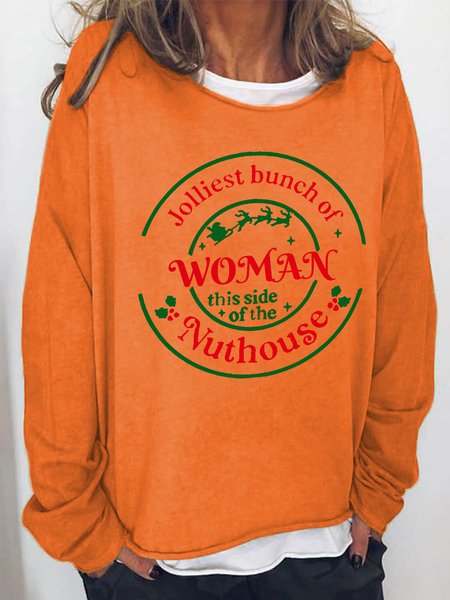 

Jolliest Bunch of Woman Christmas Casual Sweatshirt, Orange, Hoodies&Sweatshirts