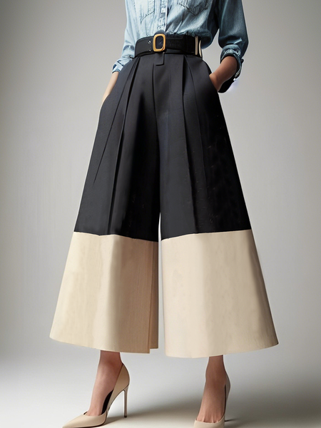 

Color Block Urban Pants Ankle Pants, As picture, Pants