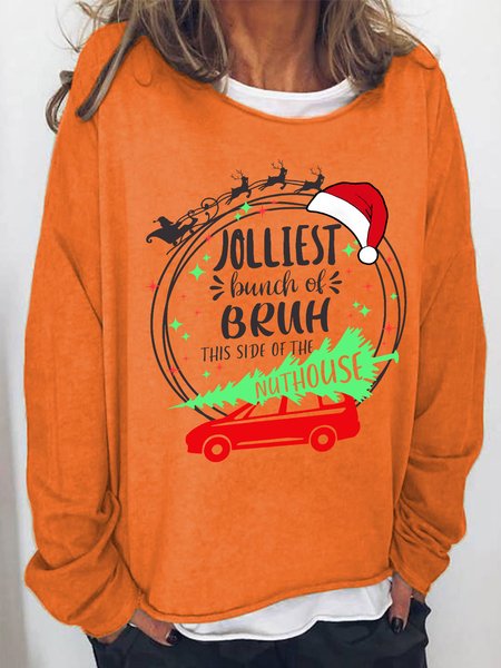 

Jolliest Bunch of Bruh Christmas Casual Sweatshirt, Orange, Hoodies&Sweatshirts