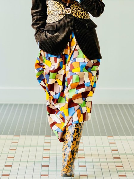 

Urban High Waist Colorblock Skirt, As picture, Skirts
