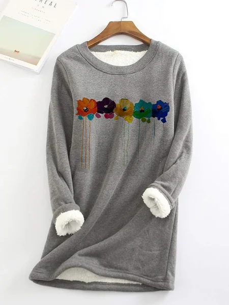 

Casual Loose Crew Neck Sweatshirt, Gray, Hoodies&Sweatshirts