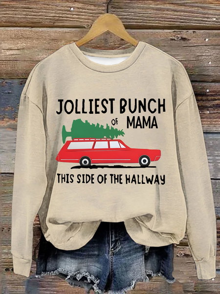 

Jolliest Bunch Of Mama Crew Neck Casual Loose Christmas Sweatshirt, Khaki, Hoodies&Sweatshirts