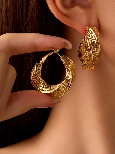 

Urban Prom Plain Metal Earrings, Golden, Earrings