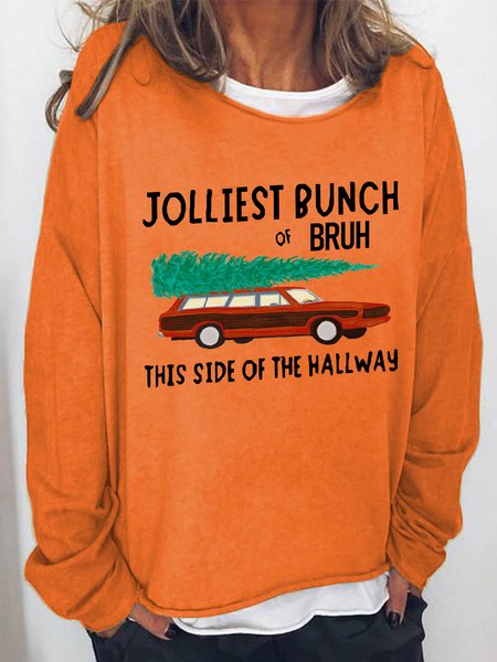 

Jolliest Bunch Of Bruh Christmas Casual Sweatshirt, Orange, Hoodies&Sweatshirts