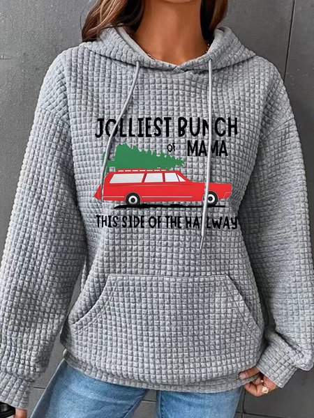 

Jolliest Bunch Of Mama Christmas Simple Loose Hoodie, Gray, Hoodies&Sweatshirts