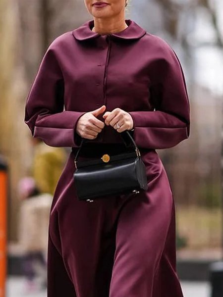 

Raglan Sleeve Plain Elegant Jacket, Burgundy, Jackets