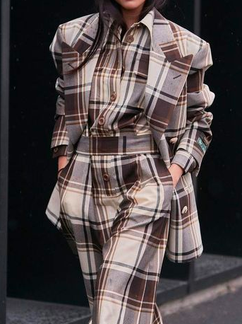

Plaid Lapel Collar Urban Blazer, As picture, Blazers
