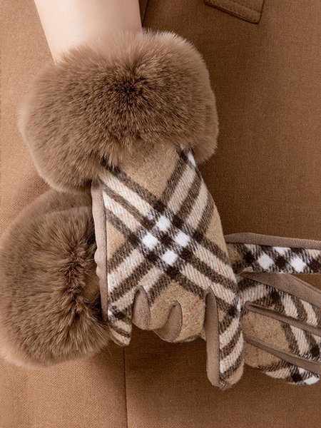 

Plaid Urban Gloves, Khaki, Gloves