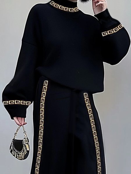 Raglan Sleeve Letter Pattern Casual Sweater, Black, Pullovers
