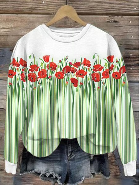 

Crew Neck Casual Loose Sweatshirt, Green, Hoodies&Sweatshirts