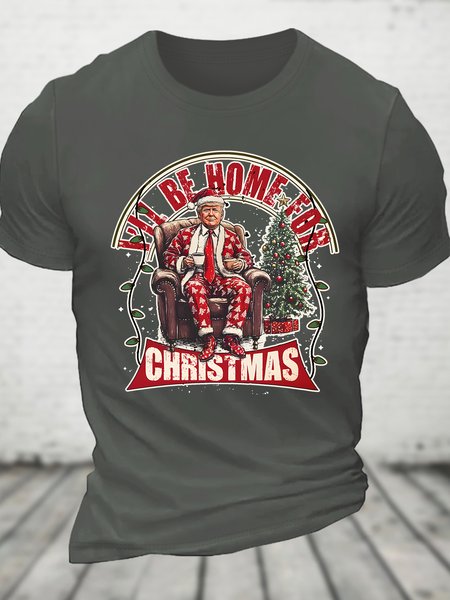 I'll Be Home For Christmas Cotton T-shirt, Deep gray, T-shirts
