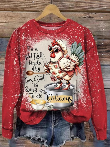 

Casual Crew Neck Funny Art Print Sweatshirt Zipper, Red, Hoodies & Sweatshirts