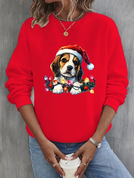 

Casual Christmas Crew Neck Sweatshirt, Red, Hoodies&Sweatshirts