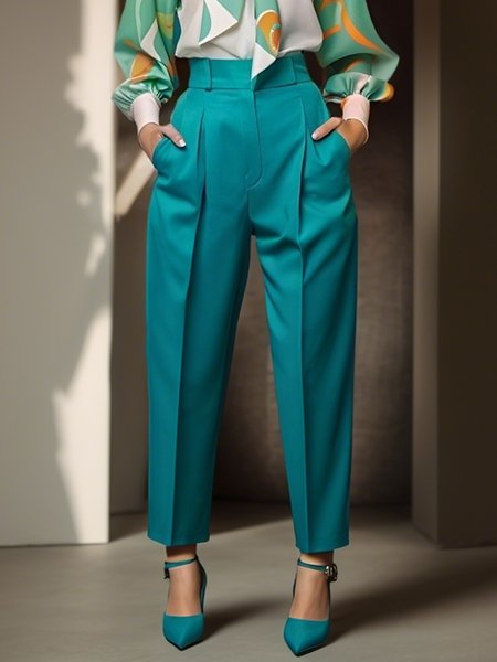

Urban Plain Pockets Fashion Pants, Blue, Pants