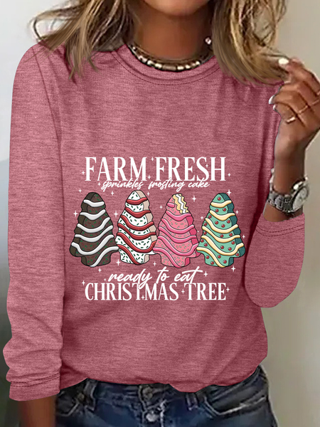

Farm Fresh Christmas Tree Casual Long Sleeve Shirt, Watermelon, Long sleeves