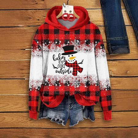 

Casual Christmas Santa Hoodie Ethnic Sweatshirt, Crimson, Hoodies & Sweatshirts
