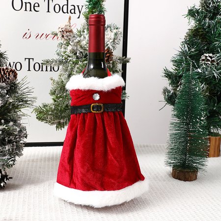 

Single Christmas Velvet Dress Wine Bottle Ornament Holiday Party Ornament, Color2, Home & Garden & Decorations