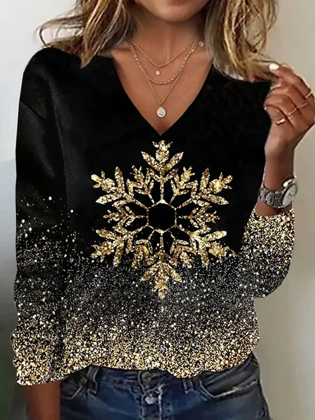 

Christmas Snowflake Ombre Long sleeve Shirt, Black, Long sleeves