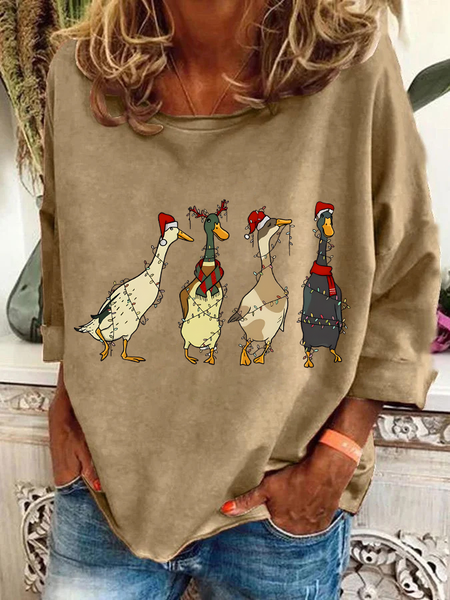 

Christmas Ducks Casual Sweatshirt, Khaki, Hoodies&Sweatshirts