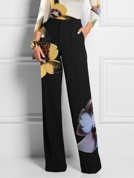 

Floral Urban Fashion Pants, Black, Pants