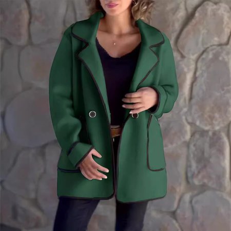 

Women's Plain Thicken Loose Jacket, Green, Outerwear