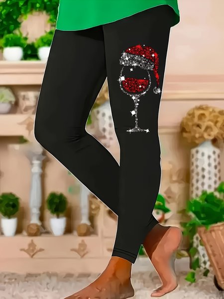 

Women's Casual Christmas Jersey All Season Long Leggings, Black, Leggings