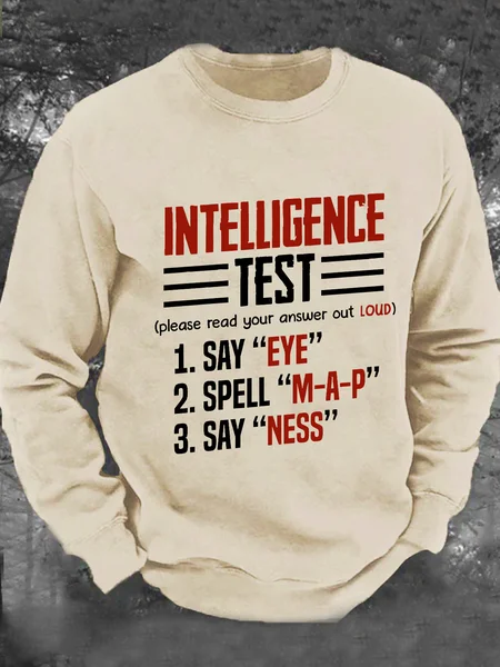 

Intelligence Test - Eye M-A-P Ness Men's Casual Sweatshirt, Khaki, Hoodies&Sweatshirts