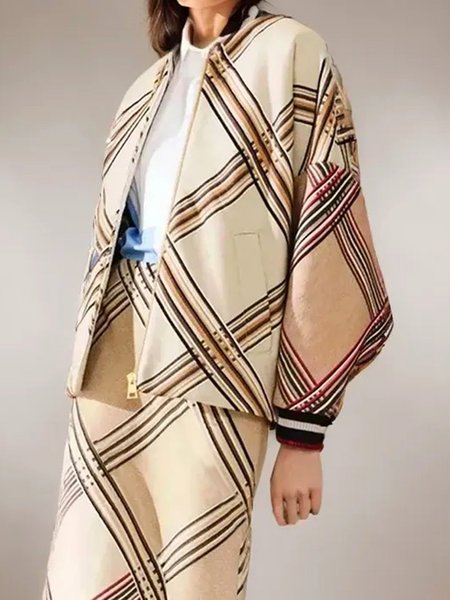 

Casual Loose Plaid Jacket, As picture, Jackets