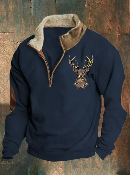 

Plain Regular Fit Cotton Casual Sweatshirt, Deep blue, Hoodies&Sweatshirts