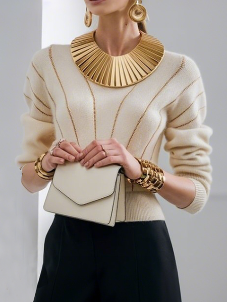 

Medium Elasticity Plain Urban Sweater, Apricot, Cardigans