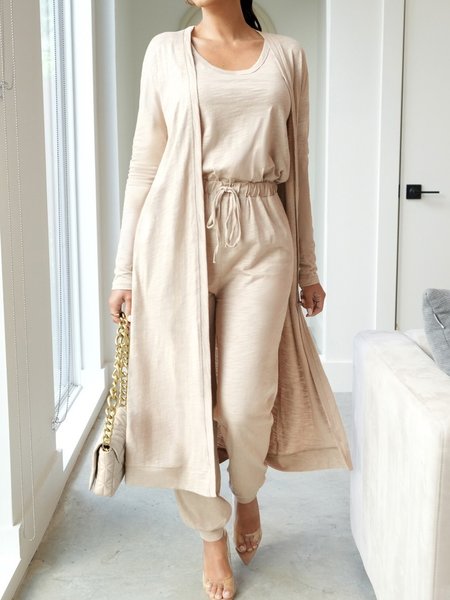 

Plain Loosen Casual Kimono, Light khaki, Kimonos