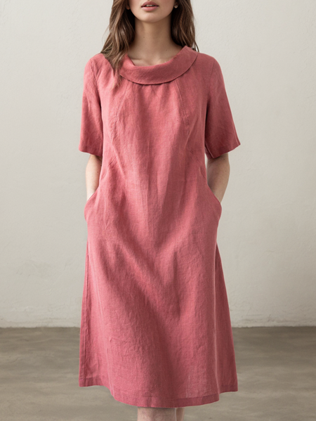 

Cotton And Linen Linen Dress, Light pink, Midi Dresses