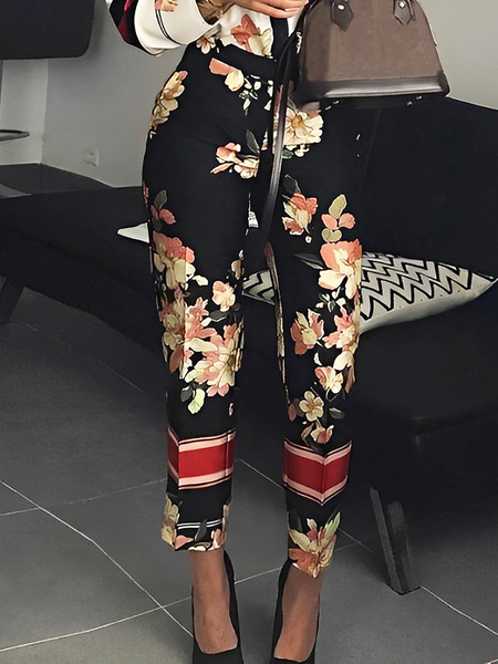 

Floral Urban Pants Ankle Pants, As picture, Pants