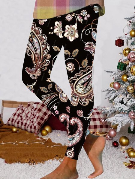 

Casual Ethnic Long Leggings, Multicolor, Leggings