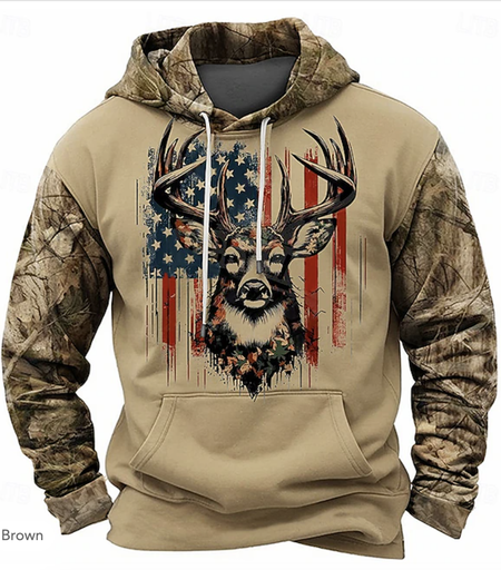 

Cotton Animal Casual Regular Fit Hoodie, Brown, Hoodies&Sweatshirts