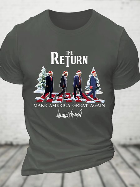 The Return MAGA Trump Christmas Cotton T-shirt, Deep gray, T-shirts