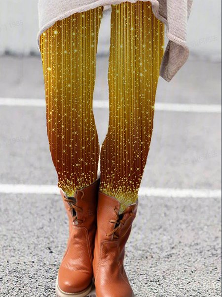 

Women's Casual Abstract Jersey All Season Long Leggings, Yellow, Leggings