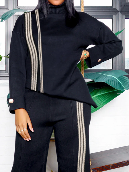 

Medium Elasticity Casual Color Block Sweater, Black, Cardigans