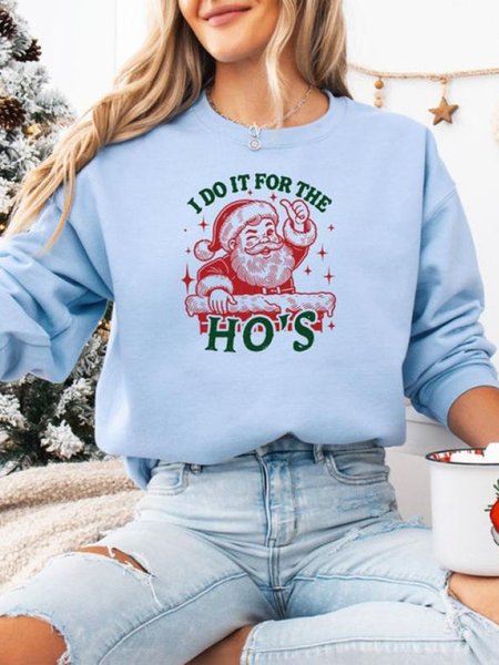 

Women's Crew Neck Christmas Casual Spring/Fall Long Sleeve Sweatshirt, Blue, Sweatshirts & Hoodies