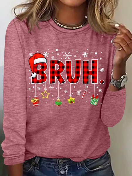 

Christmas Bruh Casual Long Sleeve Shirt, Watermelon, Long sleeves