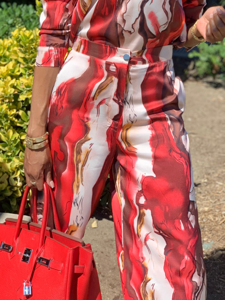 Urban Random print Pants, Red, Pants