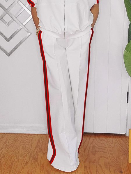 

Casual Color Block Fashion Pants, White, Pants