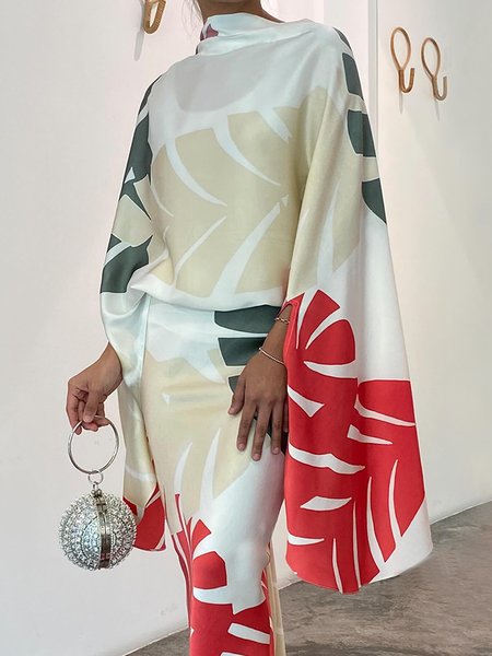 

Raglan Sleeve Printing Random Print Loose Elegant Blouse, As picture, Blouses and Shirts